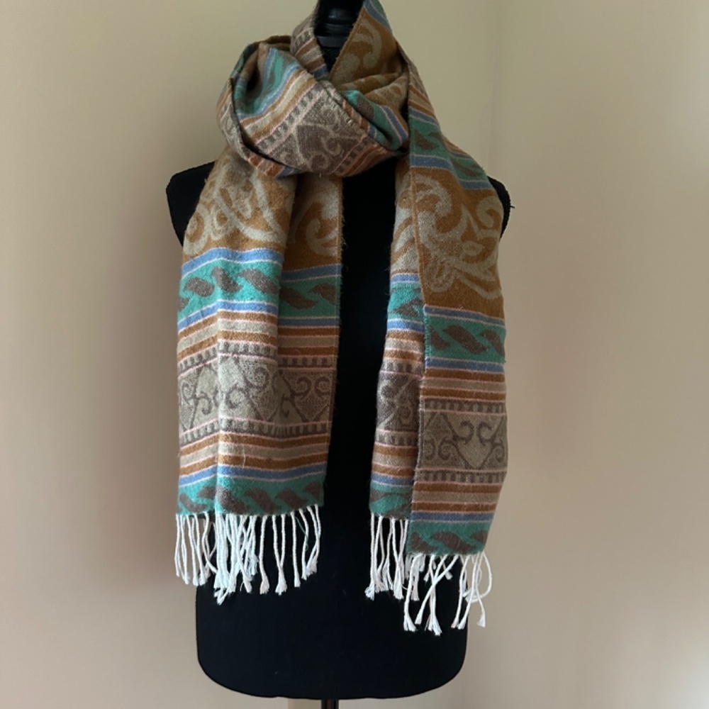 *LINDA* Multicolor x Pattern Fashion Wool x Acrylic Tassel Scarf